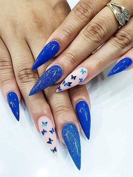 Blue Stiletto Nails