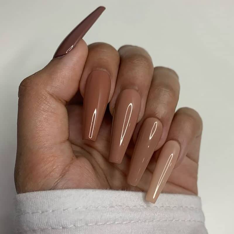 Brown Coffin Nails