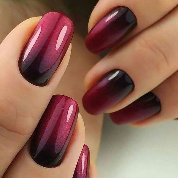 Burgundy Ombre Nails