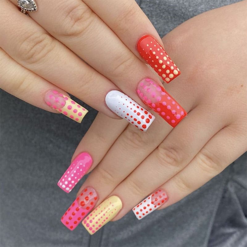 Dotted Nails Acrylic Nail Art Lauren Opal