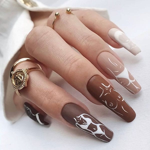 Femme Line Drawing Nail Ideas The Hot Blend