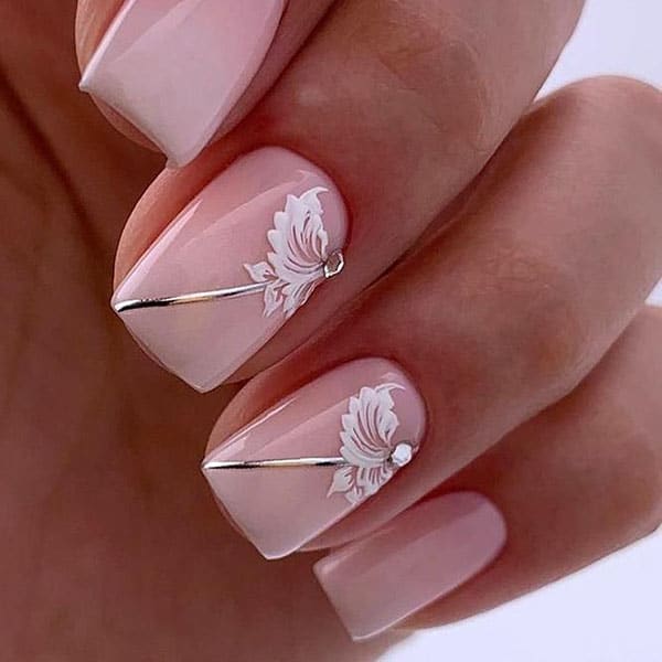 Flowers And Diamonds Diamond Nails