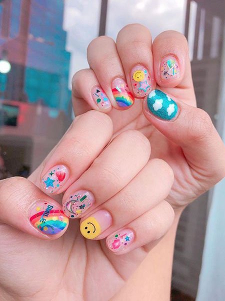 Fun And Cute Rainbow Nails