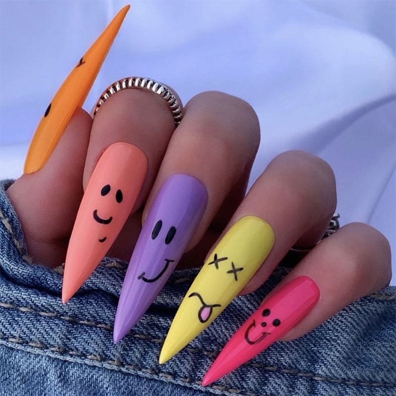 Funny Faces Nail Art Acrylic Nail Ideas Nailmodish