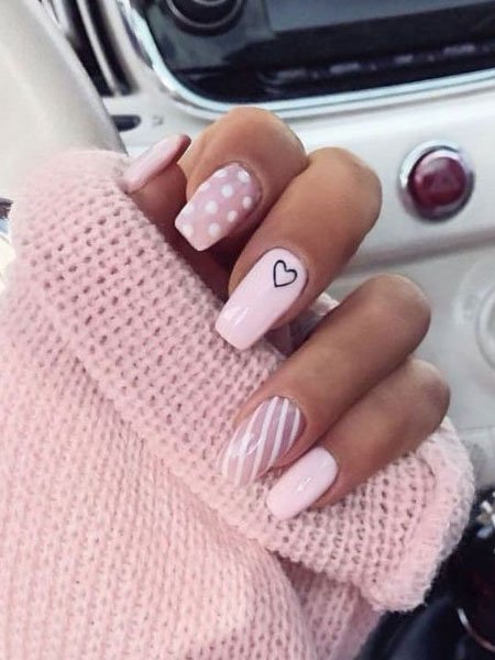 Gift Wrap Pink Nail Design