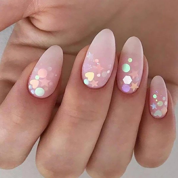 Glitter Almond Nails