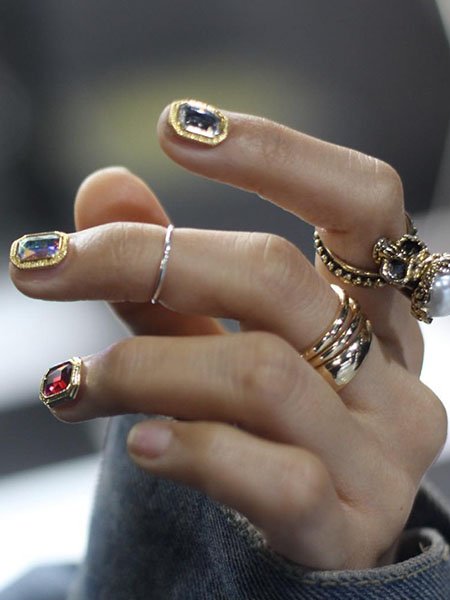 Gold Jewel Nails