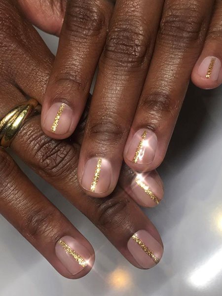 Gold Stripe Nails