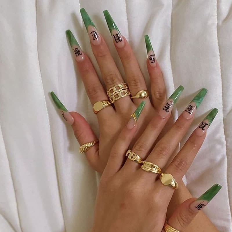 Green Coffin Nails