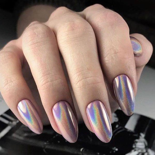 Holographic Almond Nails