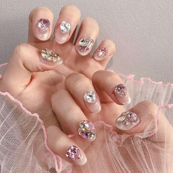 Large Rhinestone Nails Diamond Nails