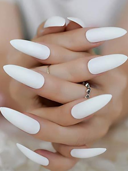 Long White Stiletto Nails