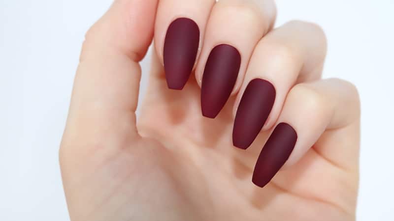 Matte Burgundy Nails