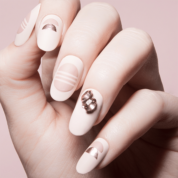 Matte Pink Nails With Rhinestones Diamond Nails Cassmariebeauty