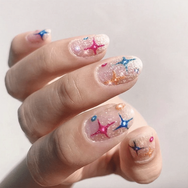 Mini Diamonds With Stars Diamond Nails Unistella Thehangedit