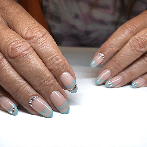 Mint Nails With Rhinestones Diamond Nails Vanityprojects