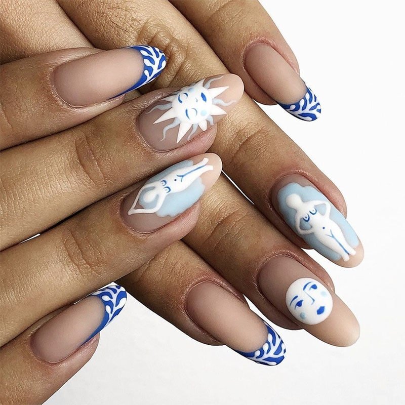 Nature Inspired Blue Nail Art Acrylic Nail Ideas Umanailartist