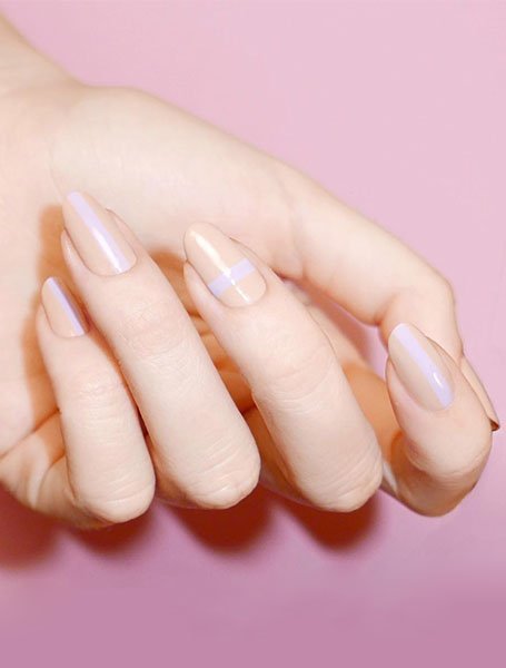 Nude Nails With Lavender Detail