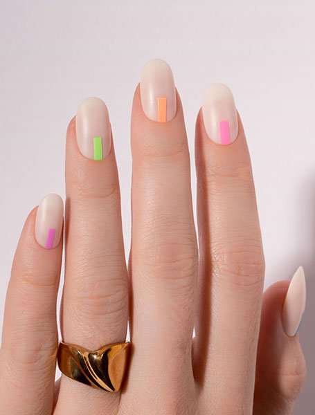 Nude Nails With Pop Color Detail (1)