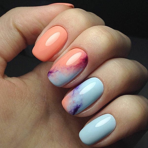 Ombre Nails With Watercolour Effect