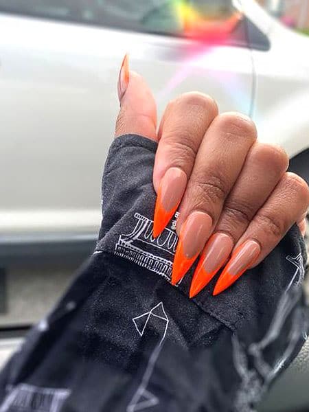 Orange Stiletto Nails