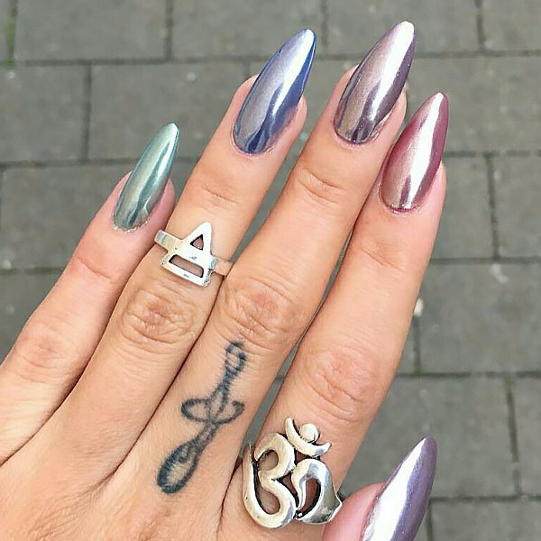 Pastel Chrome Rainbow Nails