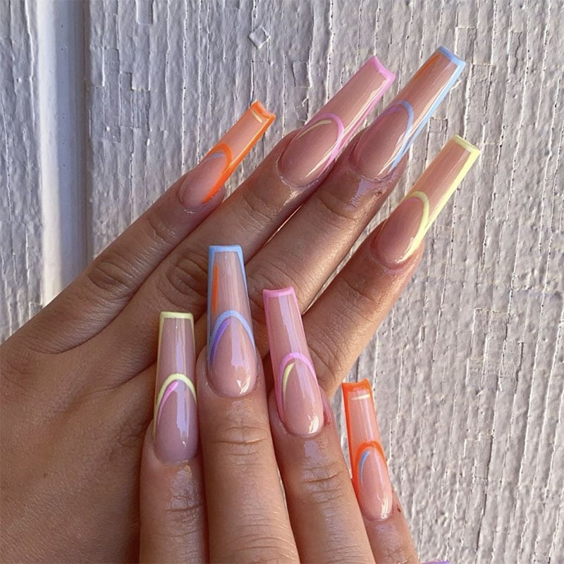 Pastel Line Art Acrylic Nail Ideas Nailsxmaricruz