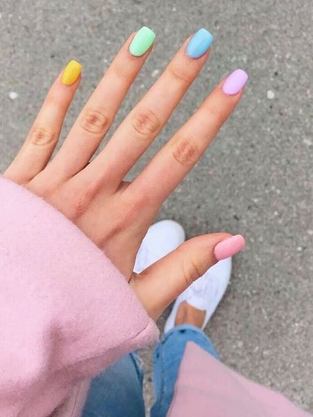 Pastel Rainbow Nails