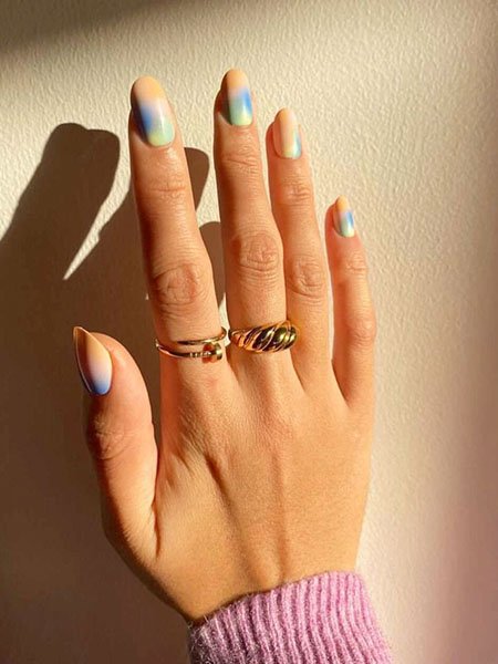 Pastel Watercolor Oval Nails