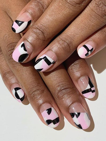 Pink Abstract Art Nails