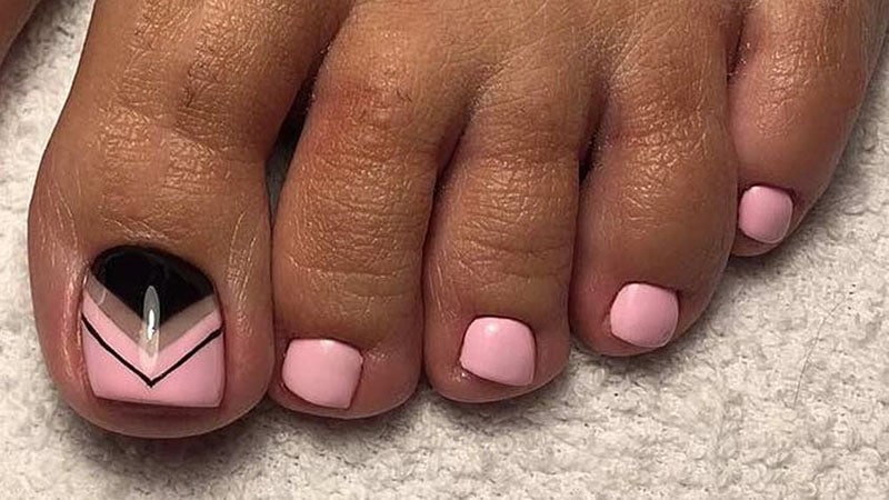 Pink and Black Toenails