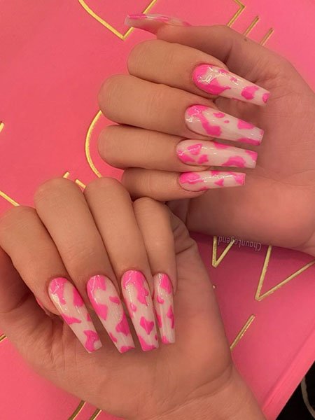 Pink Dalmatian Nails