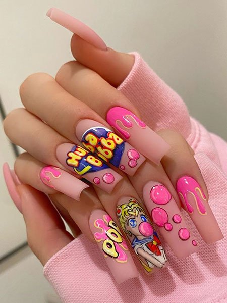 Pink Pop Art Nails