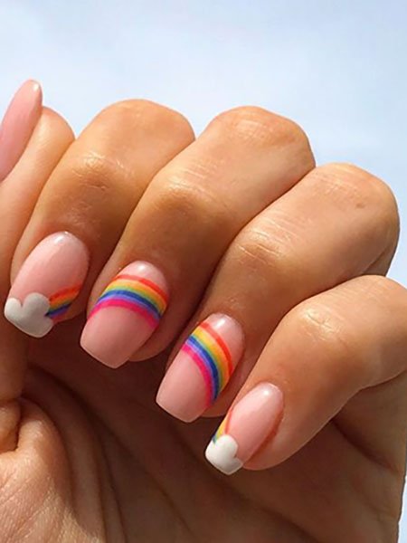 Rainbow Art Across The Nails