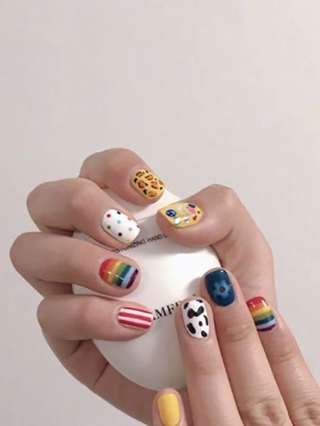 Rainbows With Other Patterns Nail Art