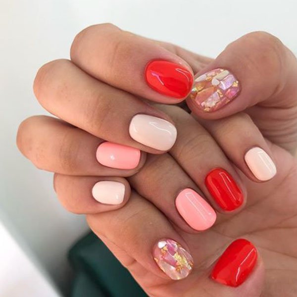 Red And Pastel Nails