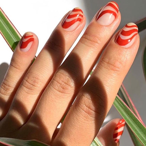 Red And White Candy Nails