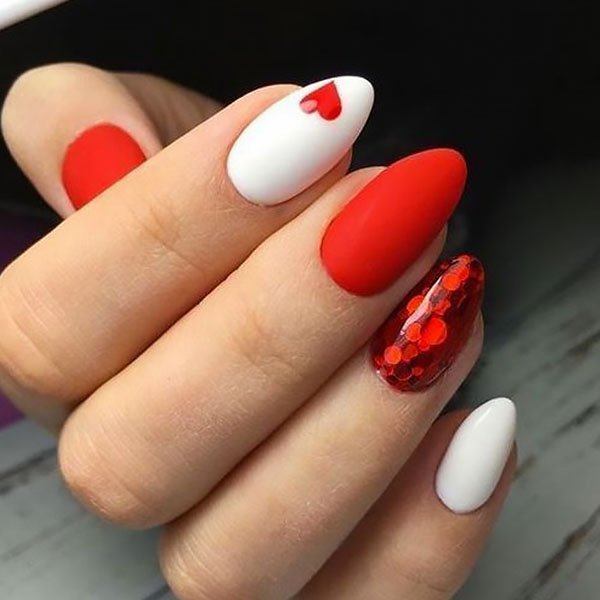 Red And White Love Nails