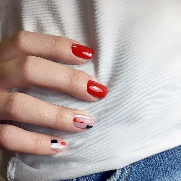 Red With Feature Nails