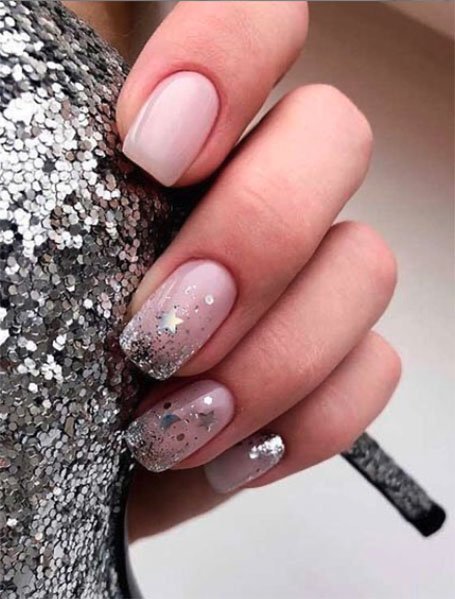 Silver Glitter Nails