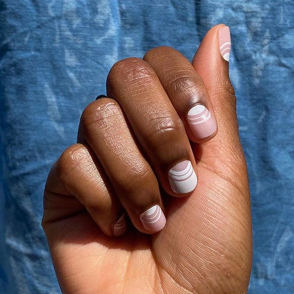 White And Nude Nail Art Design
