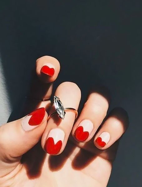 White Nails With Hearts