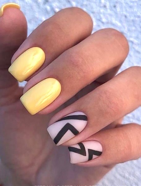 Yellow Abstract Nails
