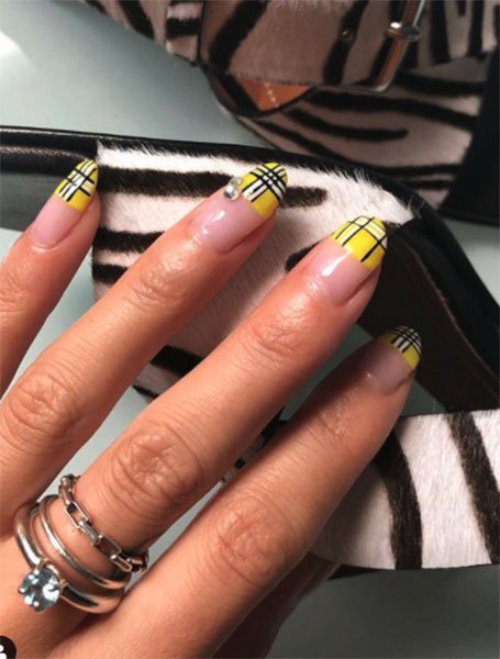 Yellow Tartan Nails