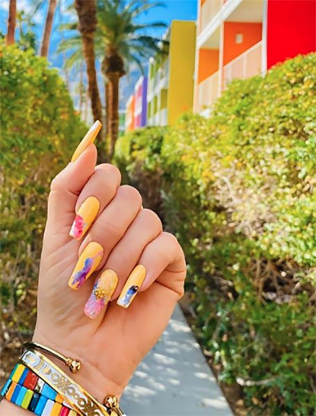 Yellow Watercolor Nails