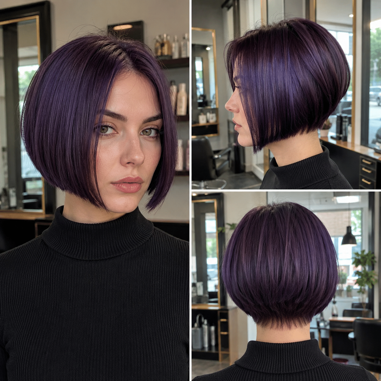 Midnight Plum Glass Bob Hair