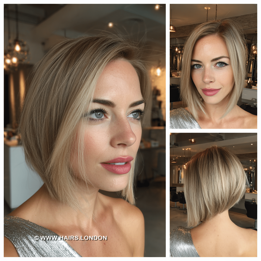 Beige Blonde Layered Bob Hair