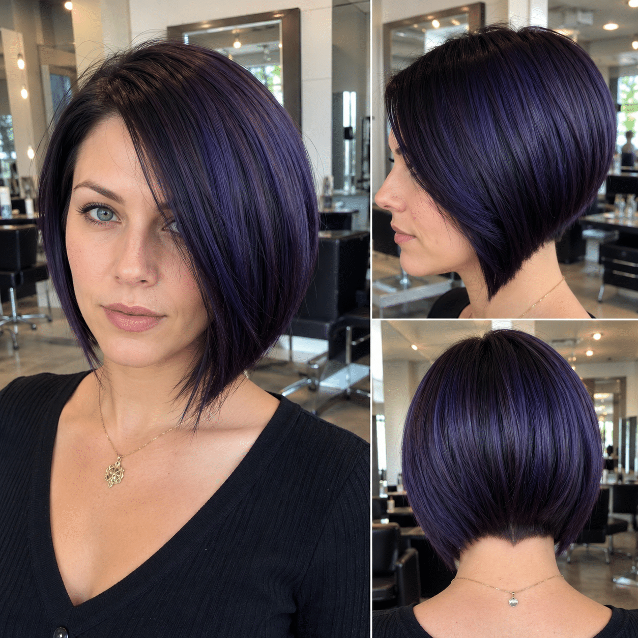 Midnight Violet Gloss Bob Hair