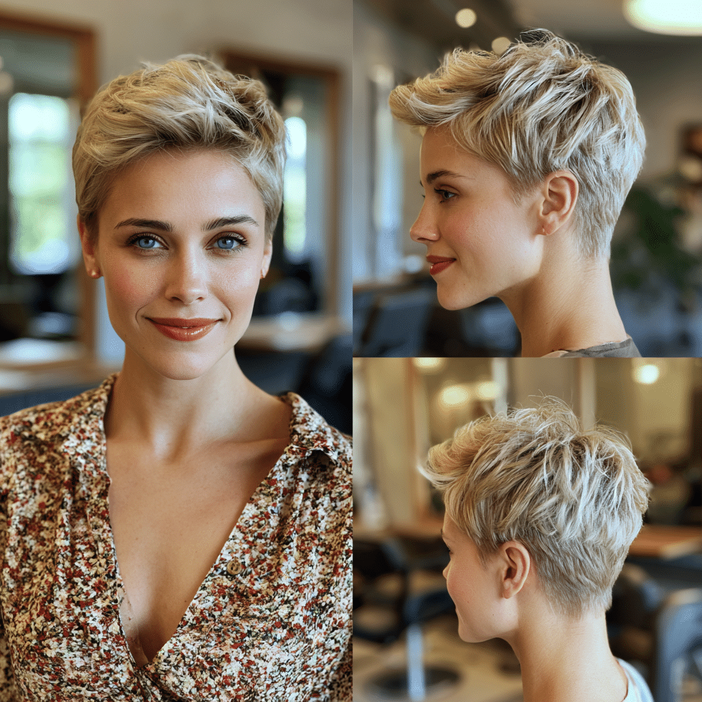 Icy Champagne Blonde Pixie Hair