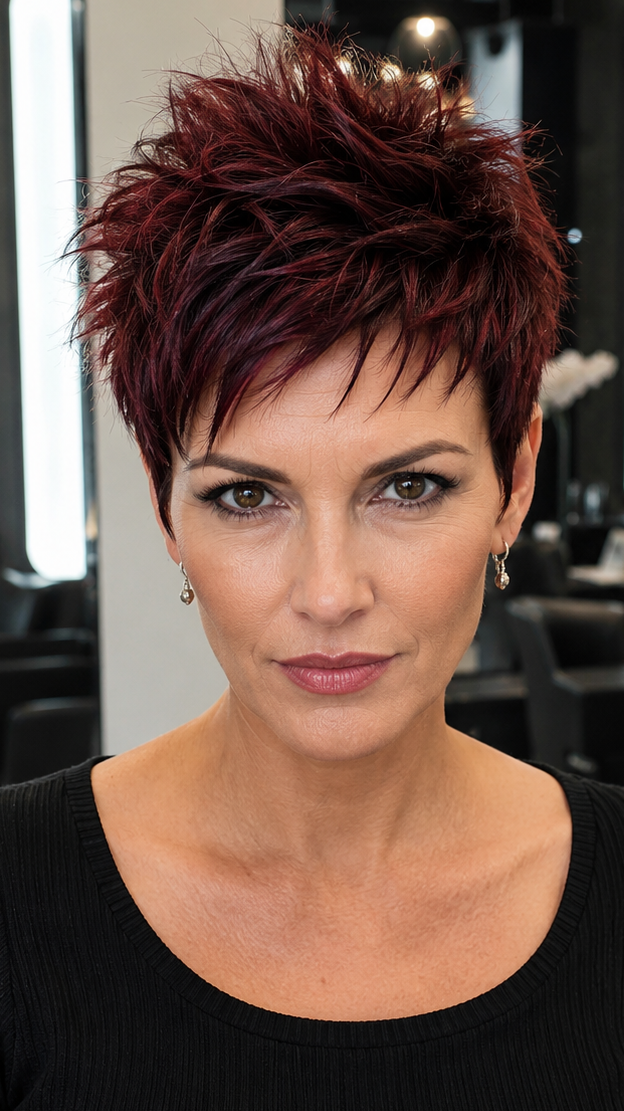 Burgundy Wine Pixie Hair